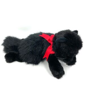 Ty Classic Black Cat Plush Licorice Red Bow 1997